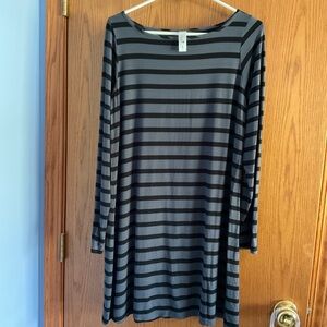 Yala Bamboo Striped Black and Gray Women's Dress size Large